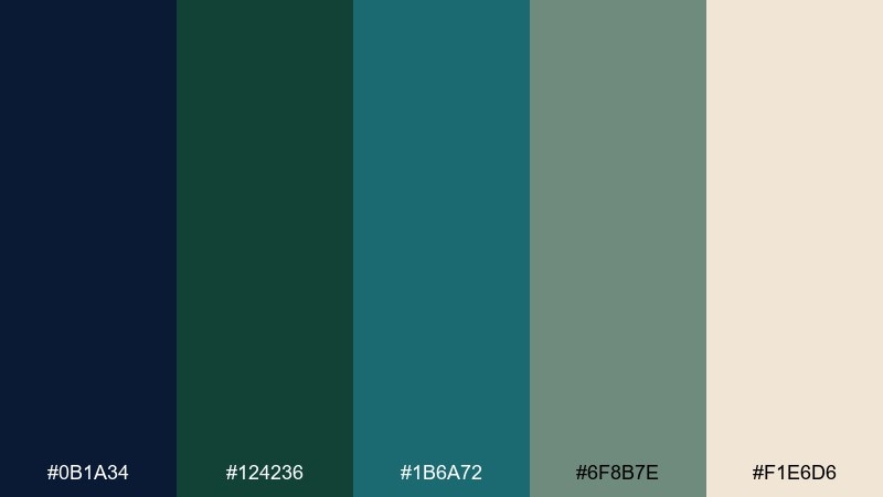 vintage teal study color palette with hex codes