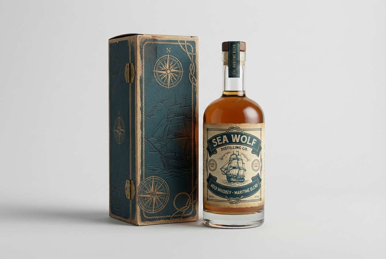 nautical whiskey packaging