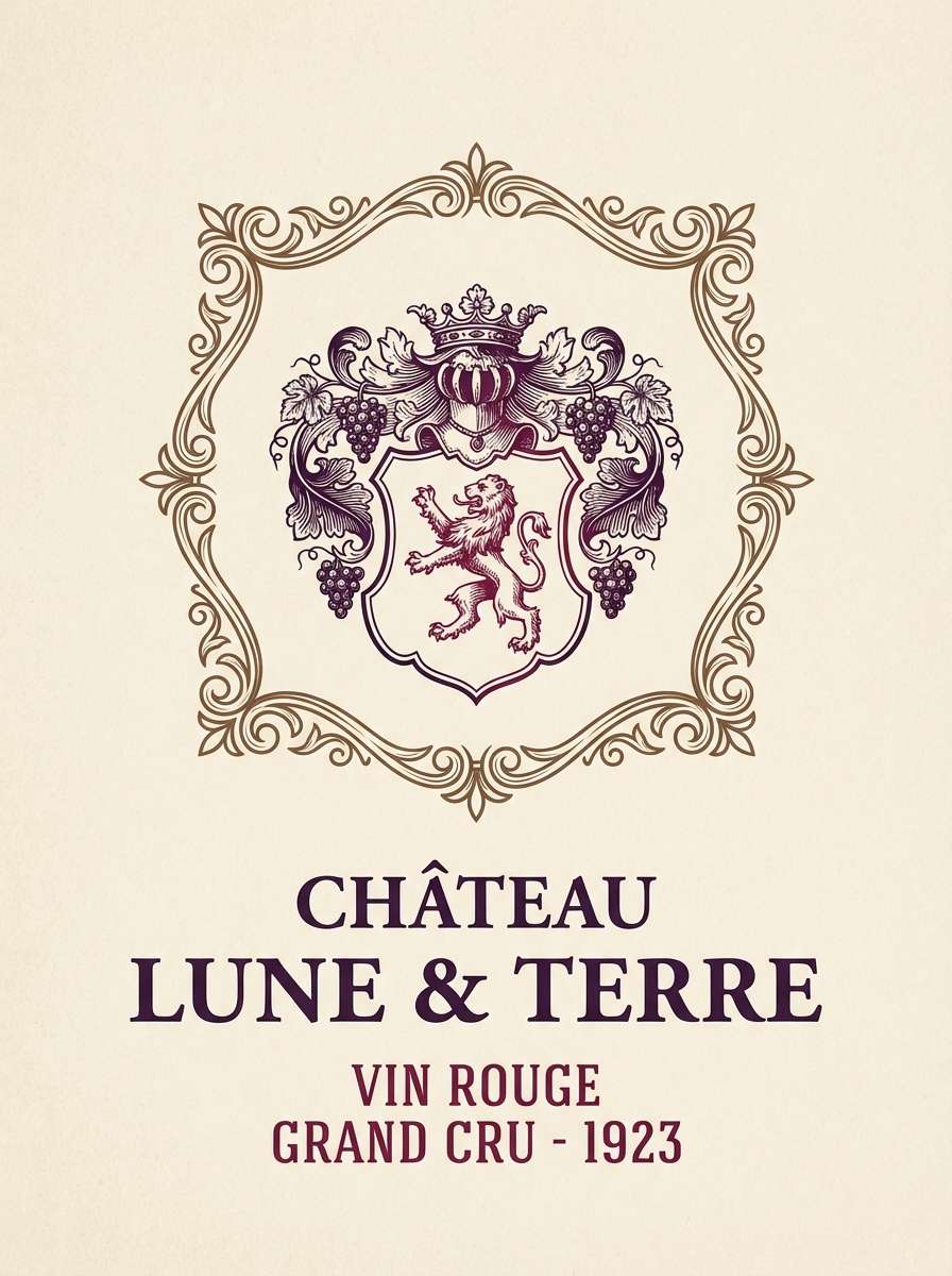 vintage wine label in plum