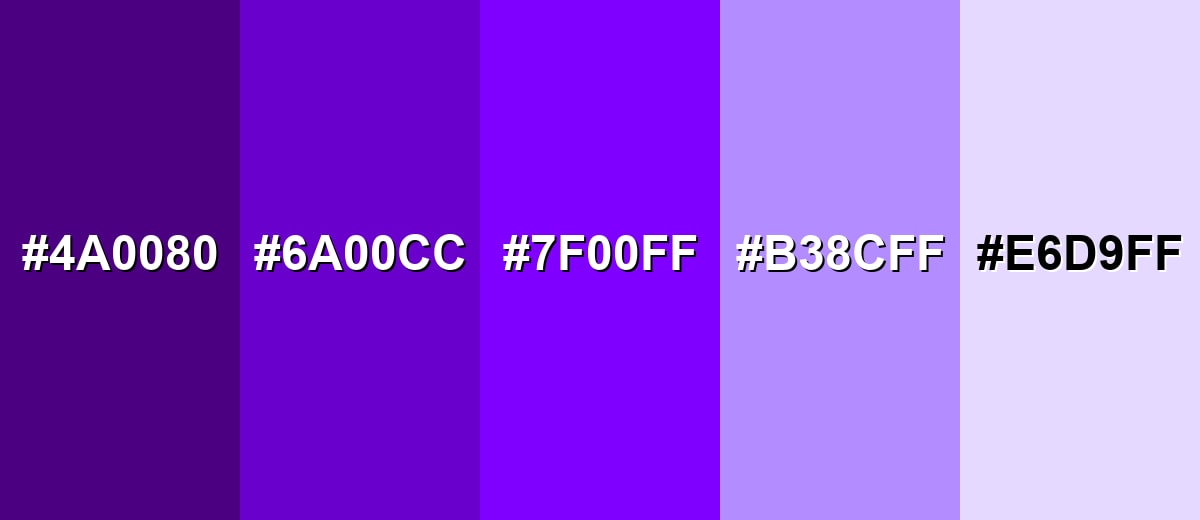 shades and variations of violet