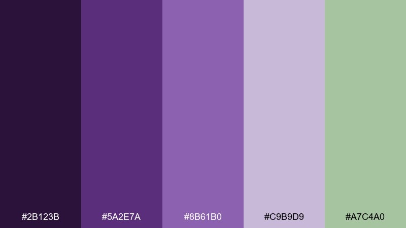 violet and sage violet color palette with hex codes