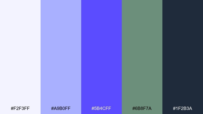 violet blue and sage calm violet blue color palette with hex codes