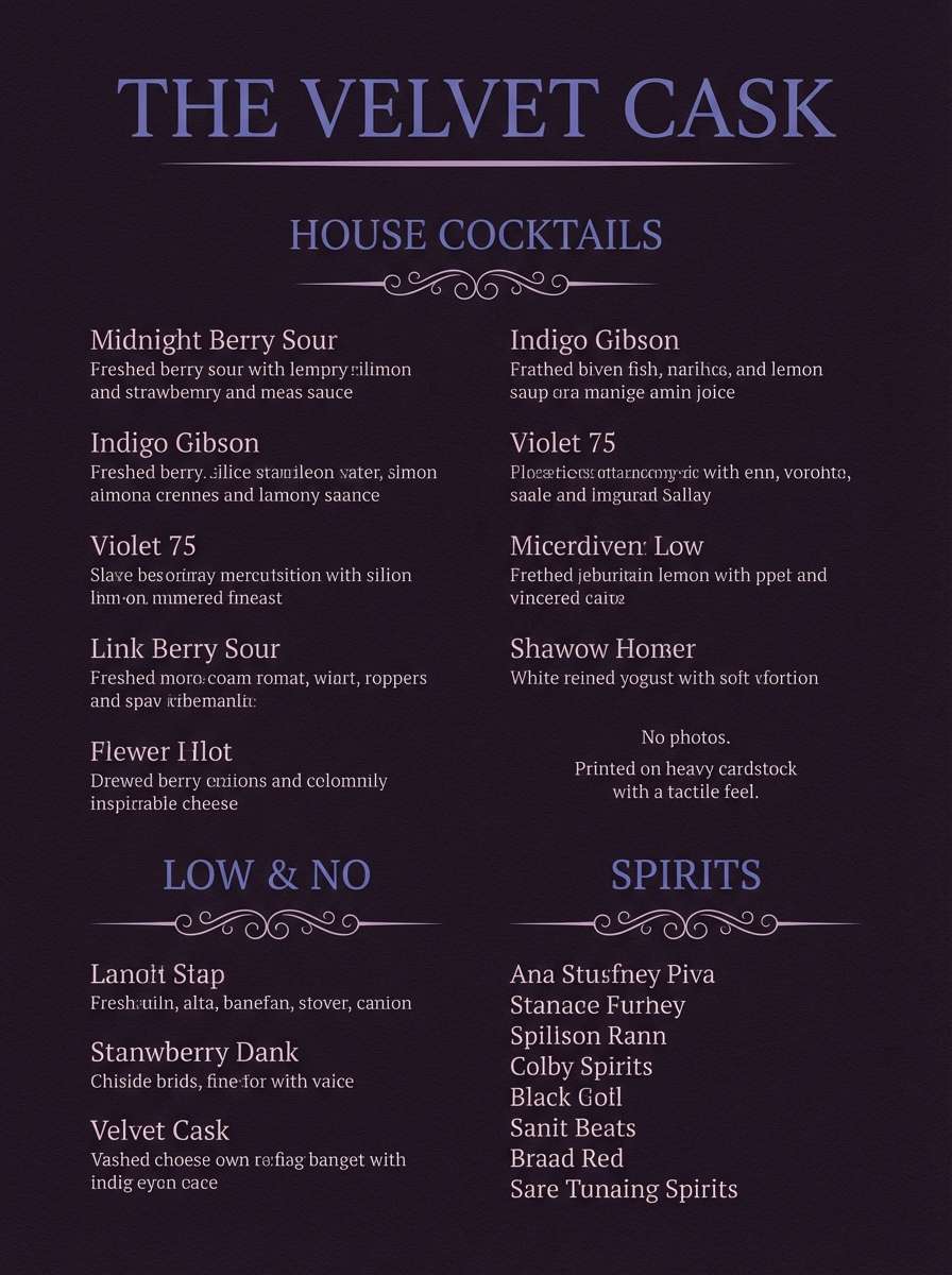 cocktail menu design