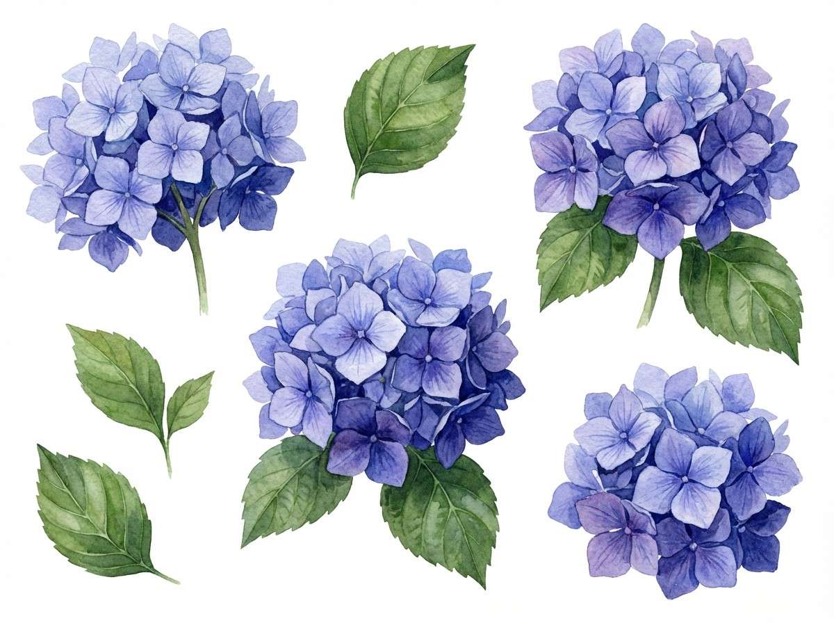 watercolor hydrangea illustration
