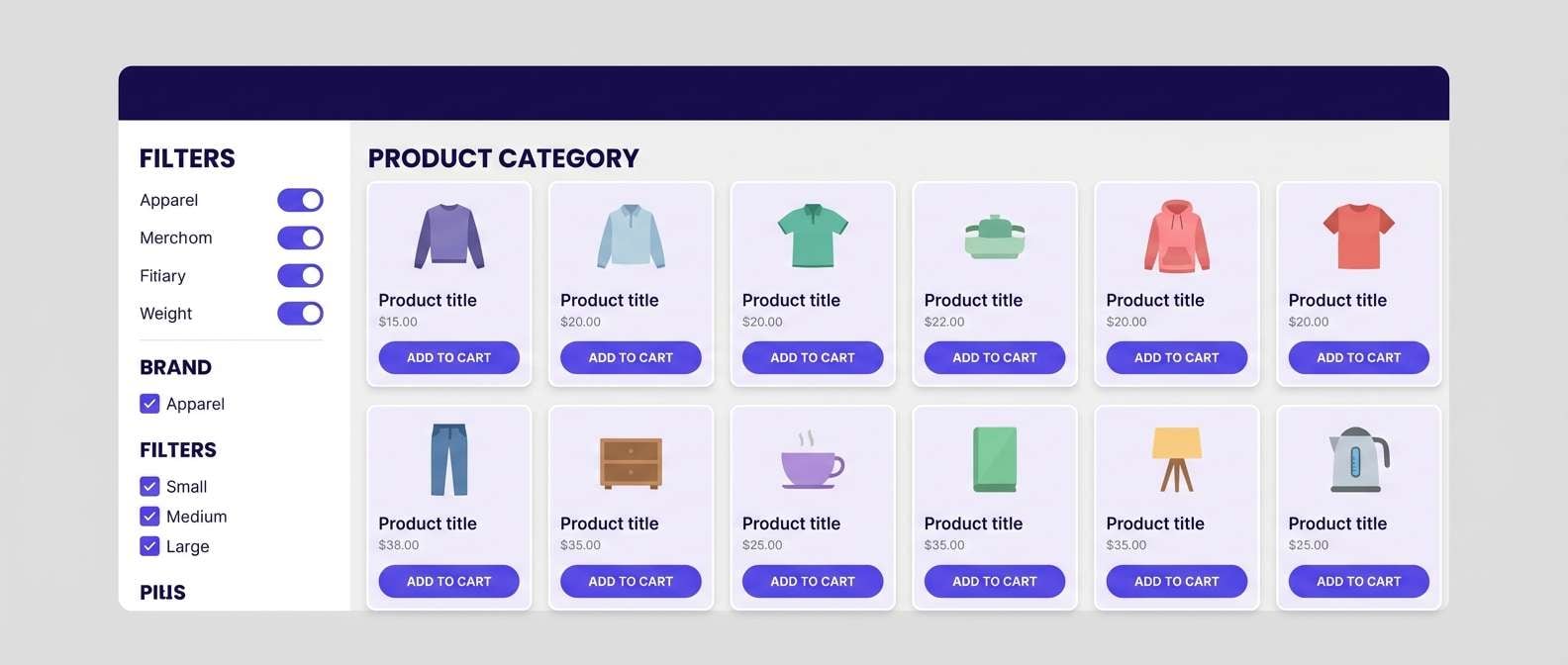 ecommerce product grid ui