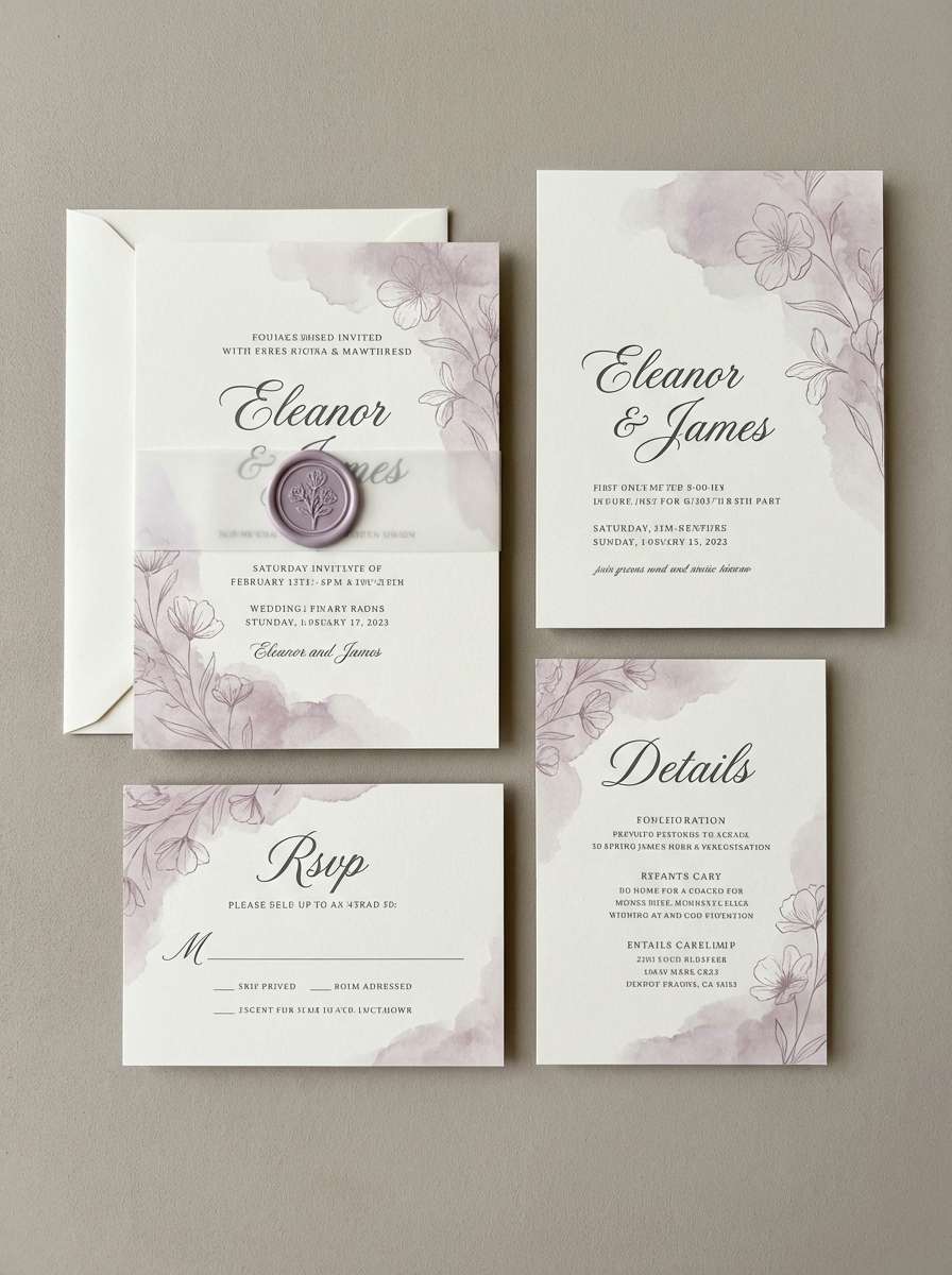 soft mauve wedding invite