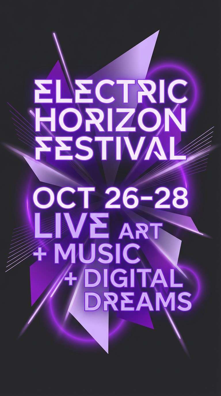 neon violet festival flyer