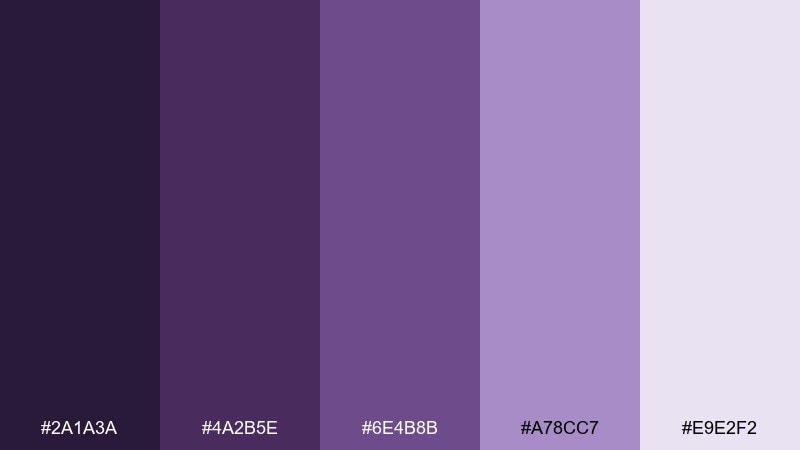 violet dusk violet color palette with hex codes