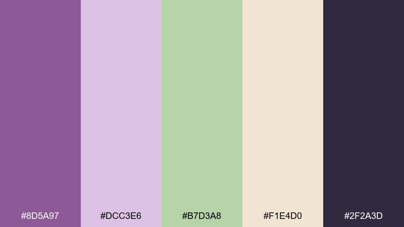 violet herbarium floral color palette with hex codes