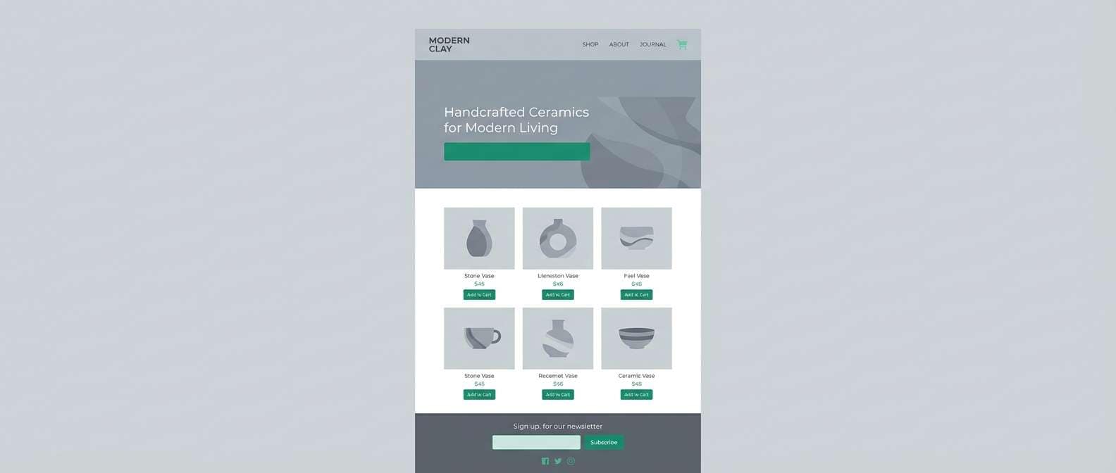 ceramics ecommerce ui mockup