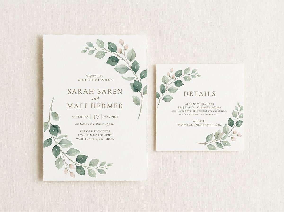 eucalyptus wedding invitation suite