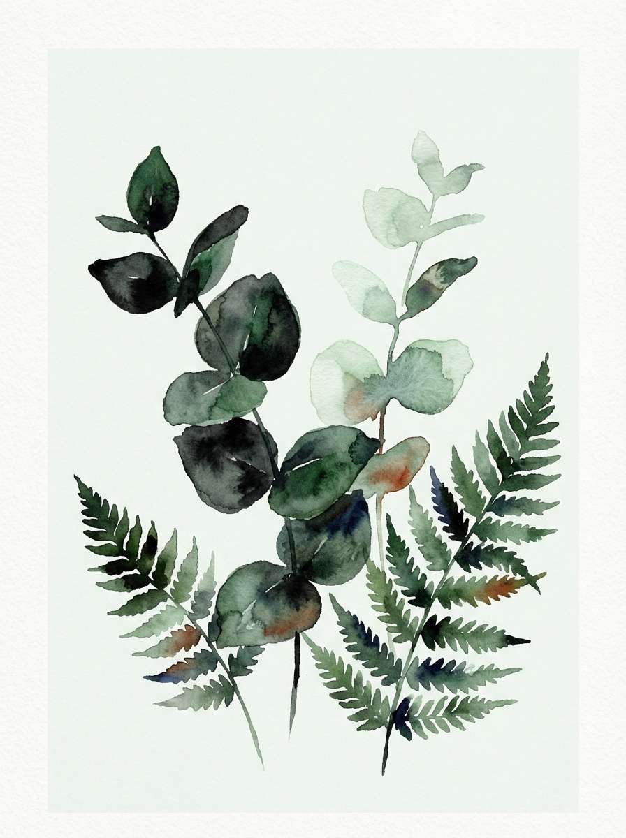 watercolor eucalyptus wall art