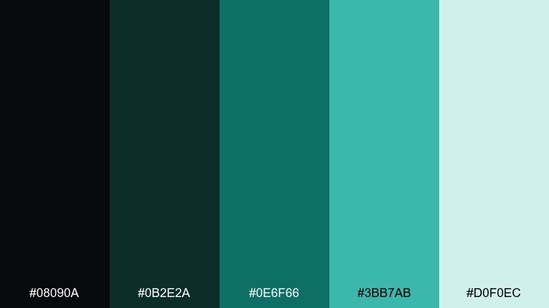 viridian dusk color palette with hex codes