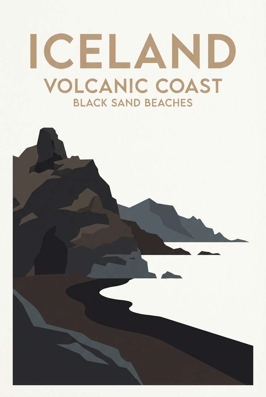 volcanic beach poster