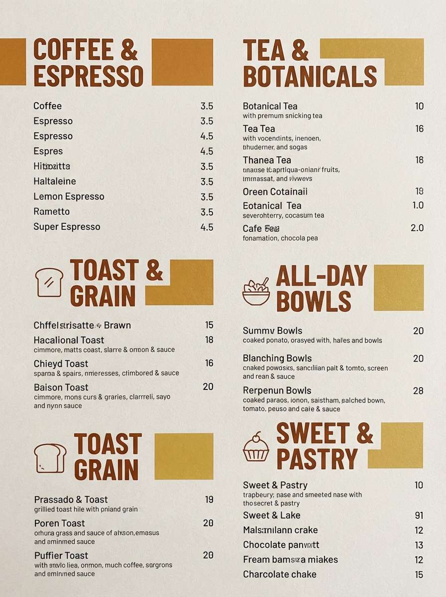 restaurant menu graphic layout