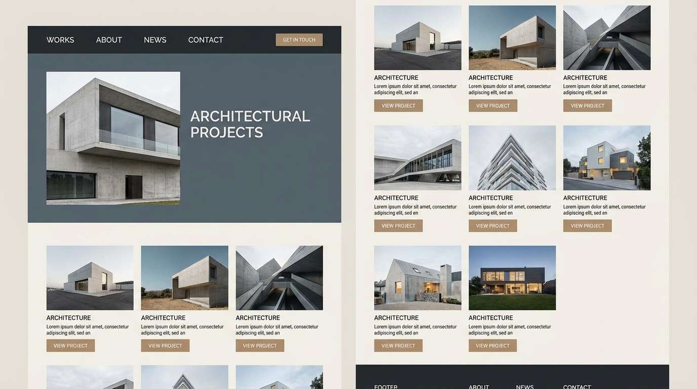 architecture portfolio website mockup