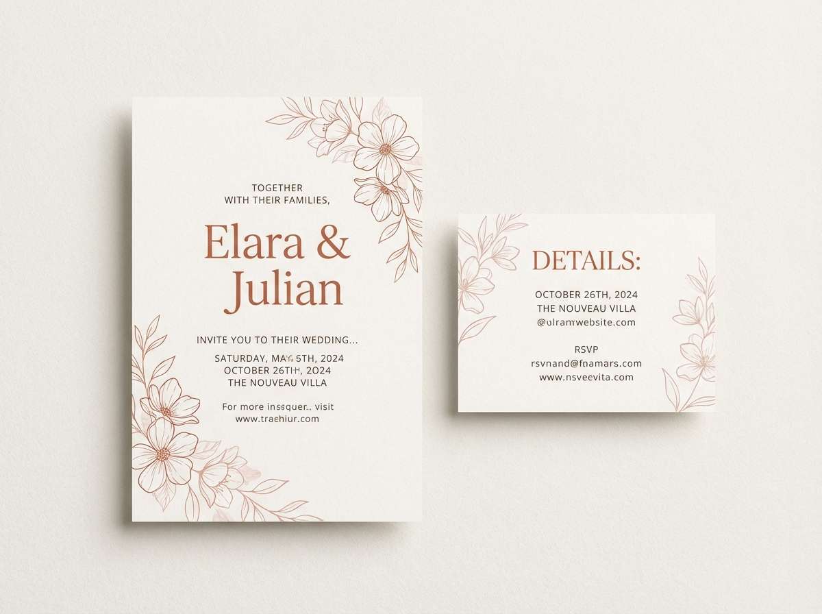 terracotta wedding invitation set