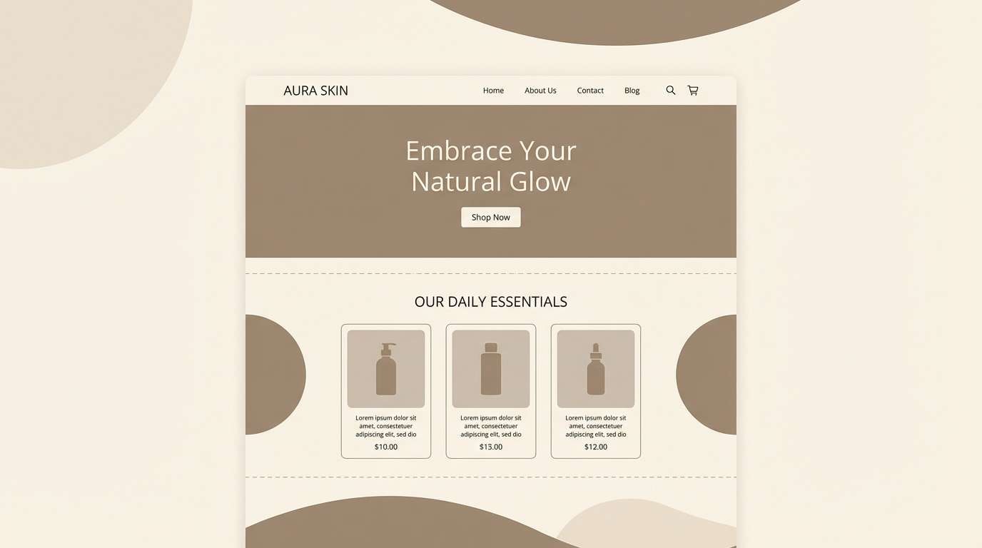 skincare landing page ui