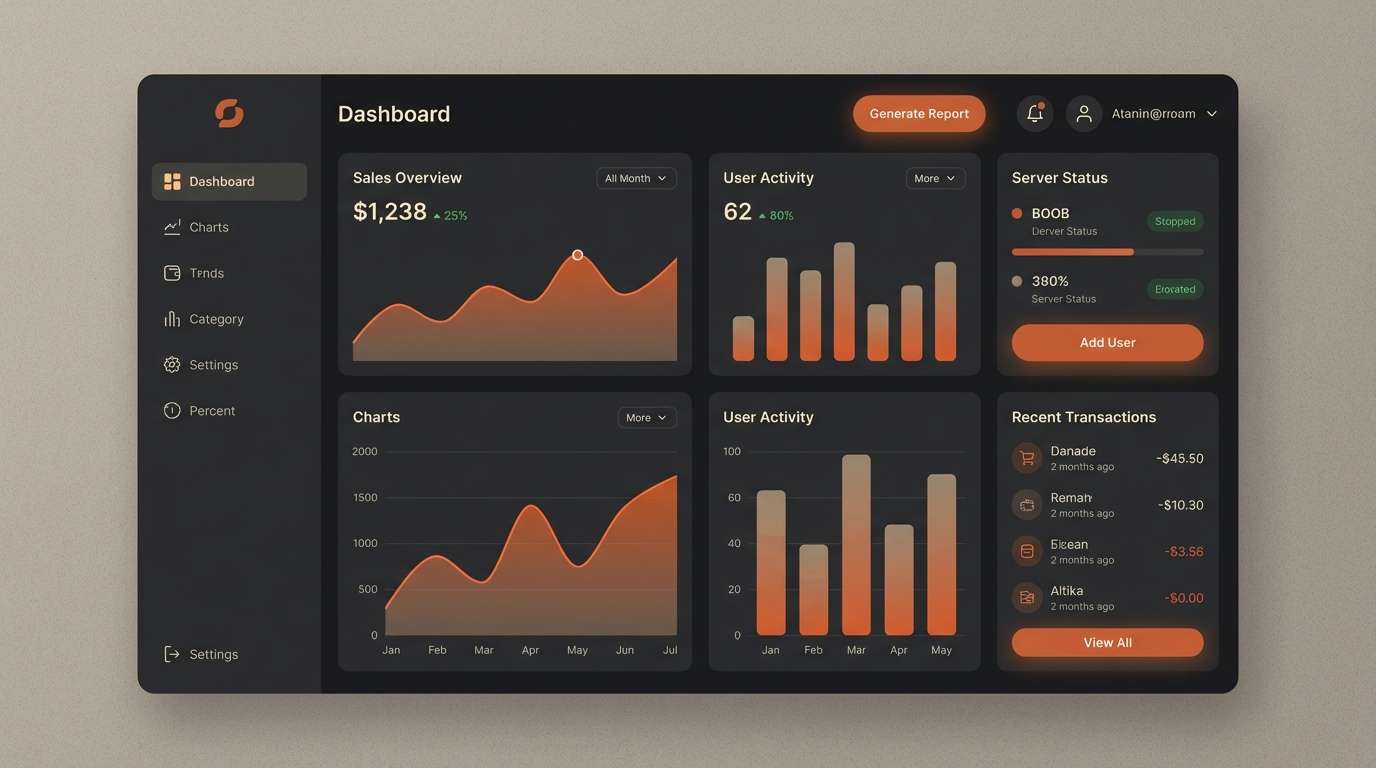 dark ui dashboard mockup