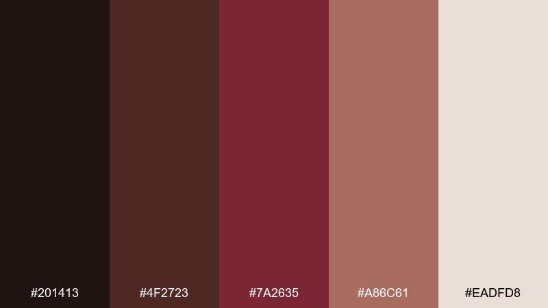 walnut berry color palette with hex codes