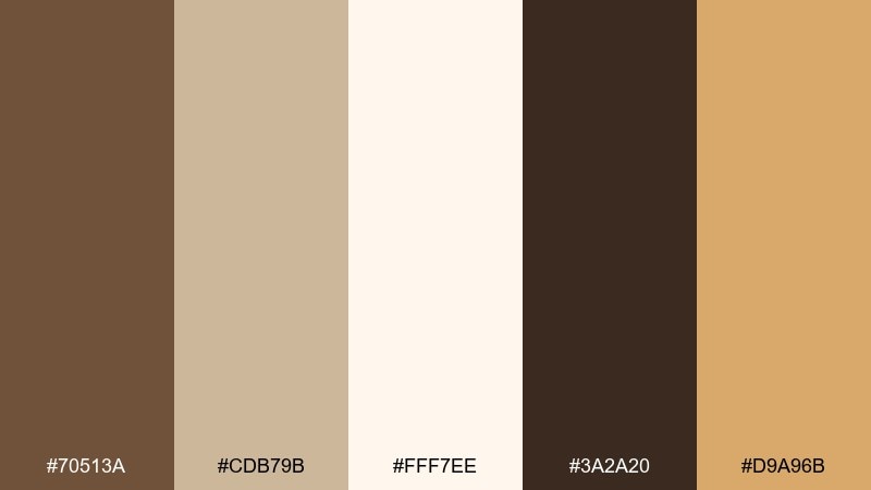 walnut cream dark tan color palette with hex codes