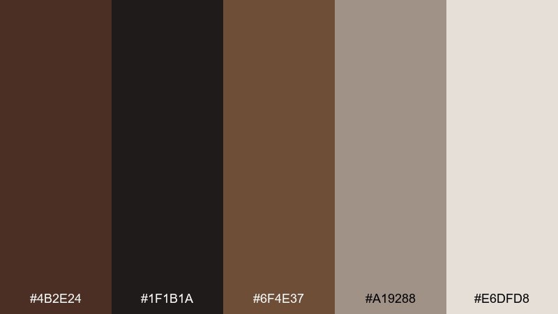 walnut noir coffee brown color palette with hex codes