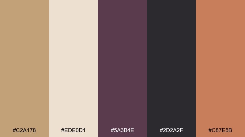 walnut orchid color palette with hex codes