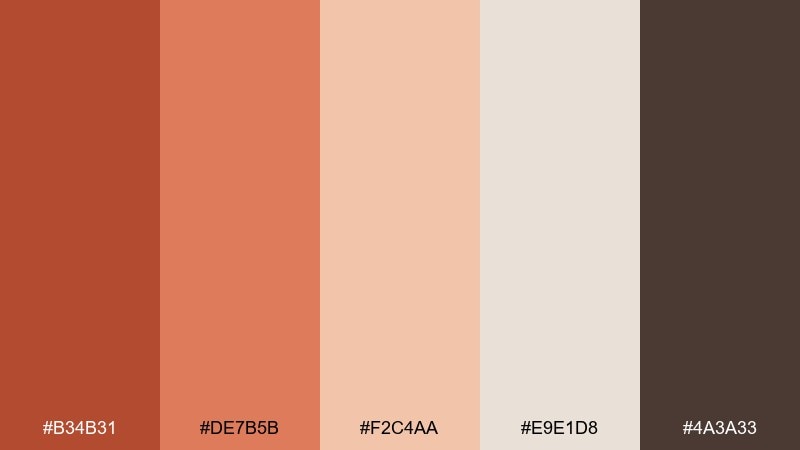 warm adobe carnelian color palette with hex codes
