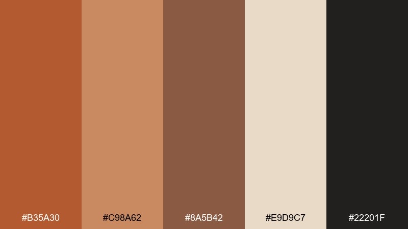 warm artifact copper rust color palette with hex codes