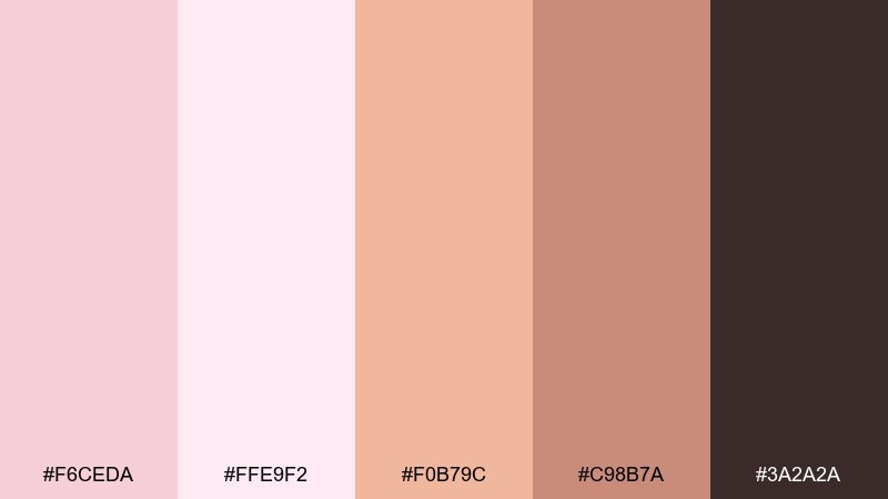 warm blush glam pale pink color palette with hex codes