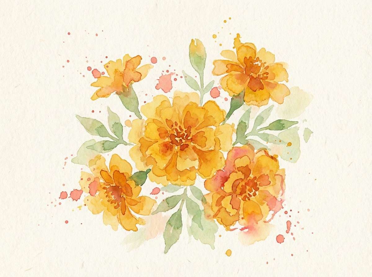 watercolor marigold floral print