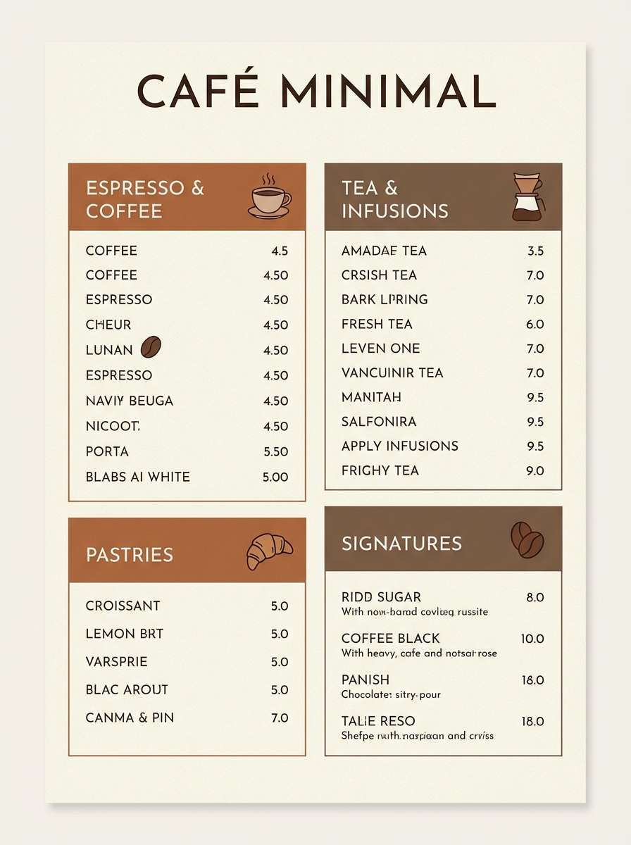 coffee menu typography layout
