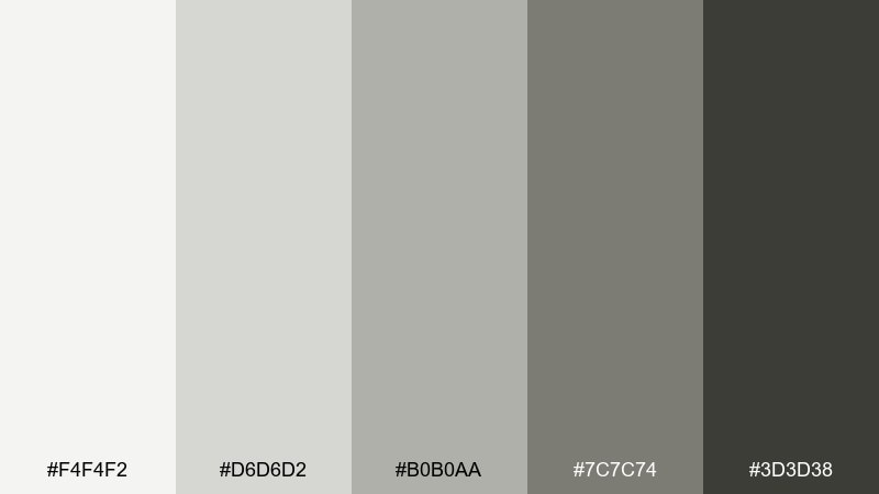 warm concrete neutral color palette with hex codes