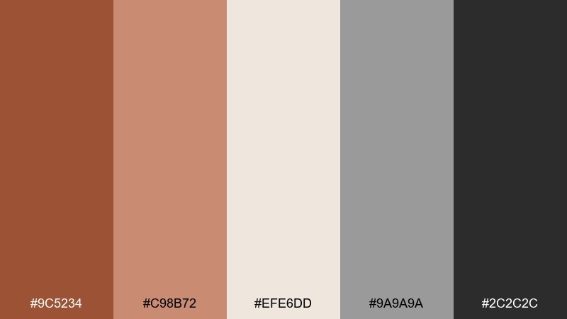 warm concrete sienna color palette with hex codes