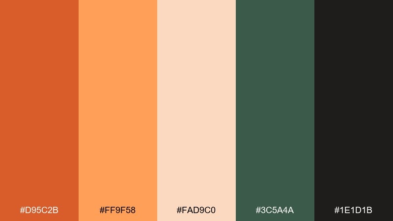 warm contrast pairing pumpkin color palette with hex codes