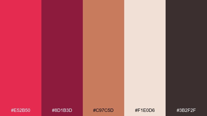 warm garnet wood amaranth color palette with hex codes
