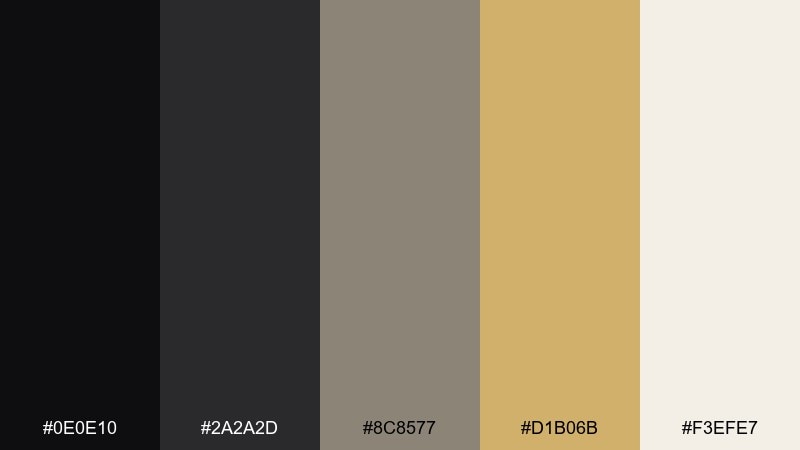 warm marble gold color palette with hex codes