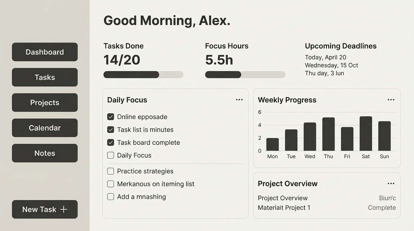 warm neutral dashboard ui