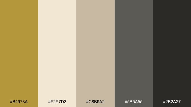 warm minimal home brass color palette with hex codes