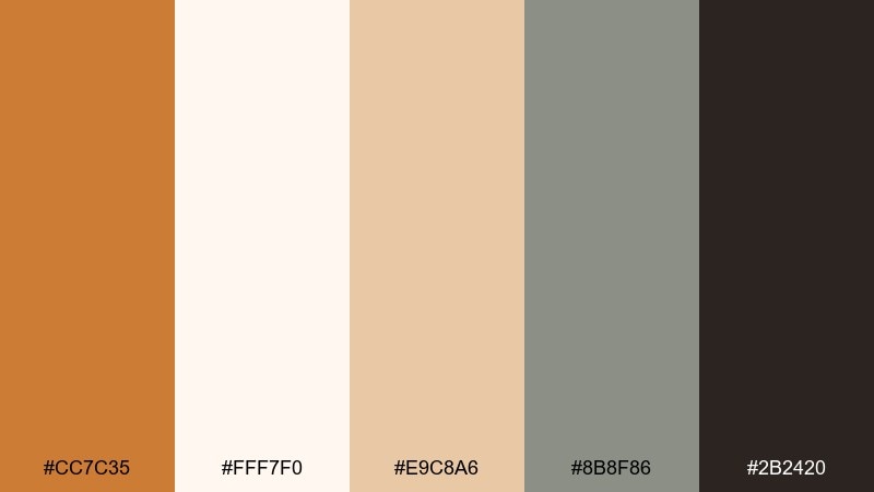 warm minimal ui raw sienna color palette with hex codes