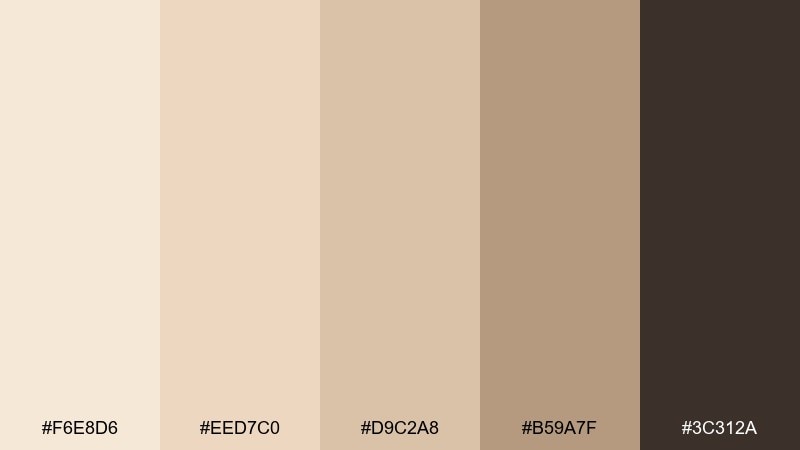 warm minimalist champagne beige color palette with hex codes