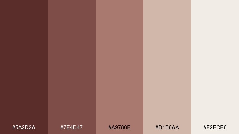 warm neutral rosewood color palette with hex codes