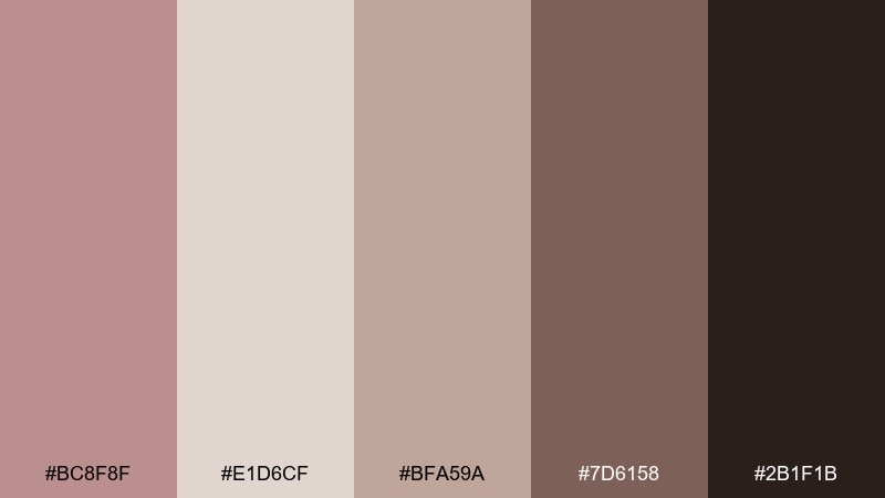 warm neutral studio rosy brown color palette with hex codes