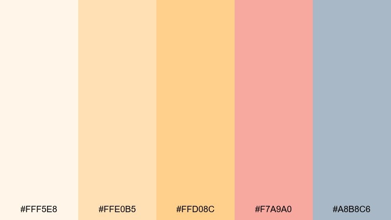 warm pastel nursery peach yellow color palette with hex codes