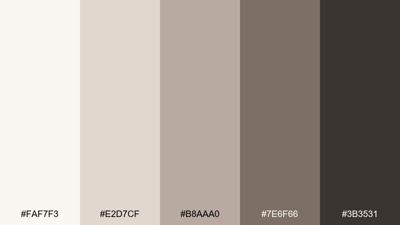 warm pebble gray color palette with hex codes