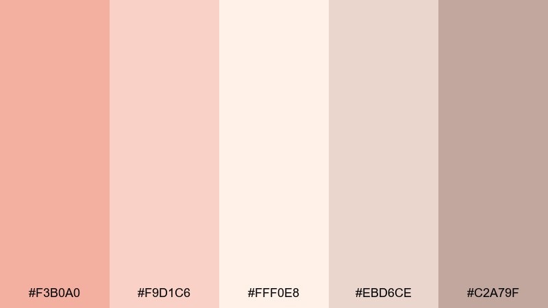 warm petal pastel red color palette with hex codes