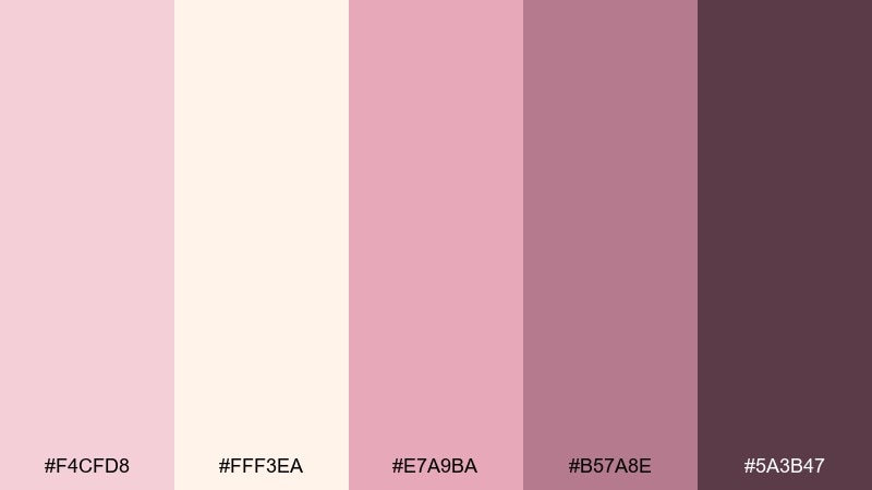 warm pink marble pink cream color palette with hex codes