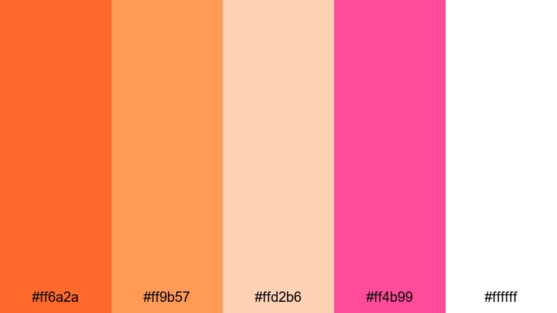 warm pop onboarding color palette with hex codes