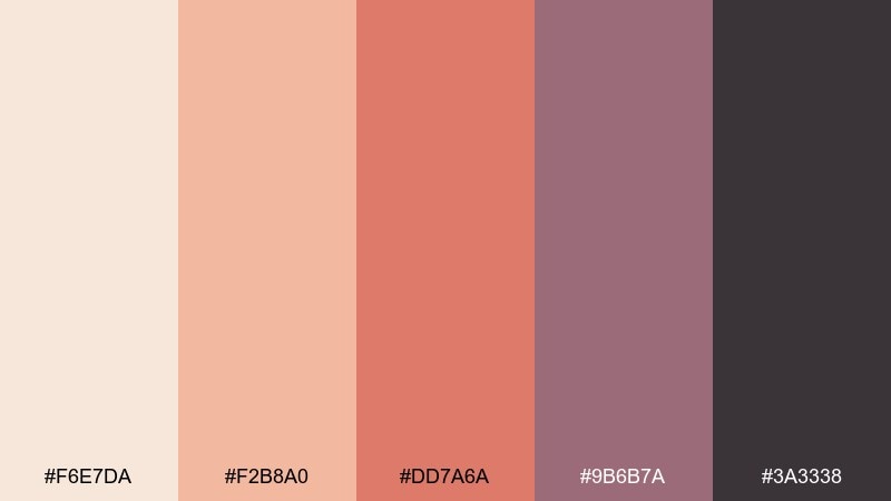 warm quartz mountain sunset color palette with hex codes