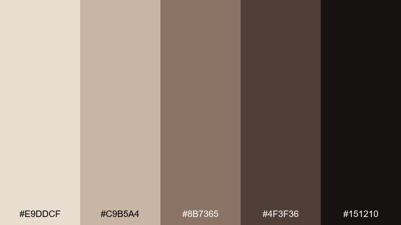 warm shadow bone color palette with hex codes